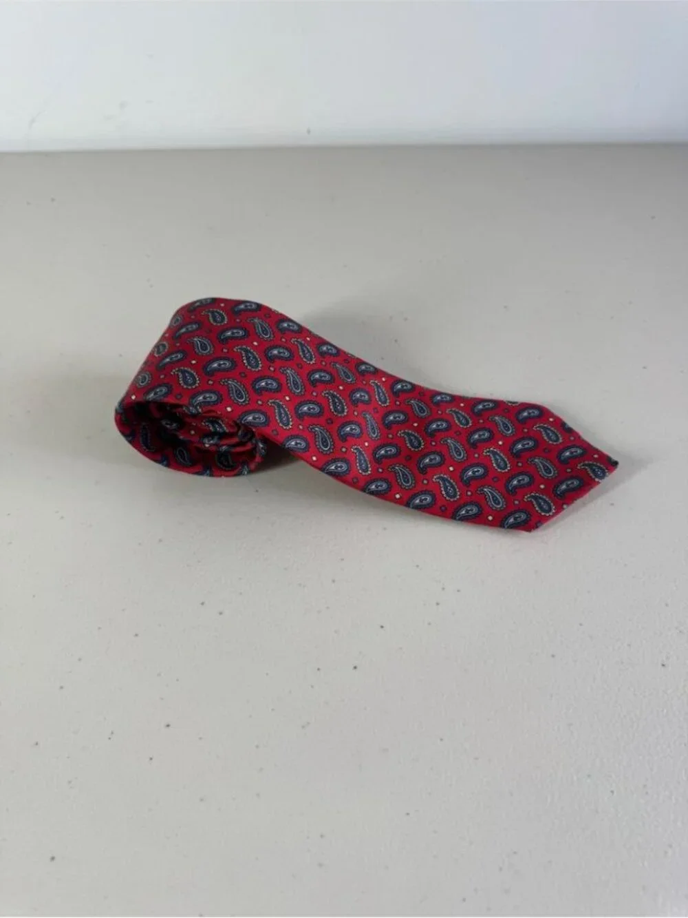 Leo Chevalier Red Paisley Silk Tie Classic Business Wedding Designer Necktie